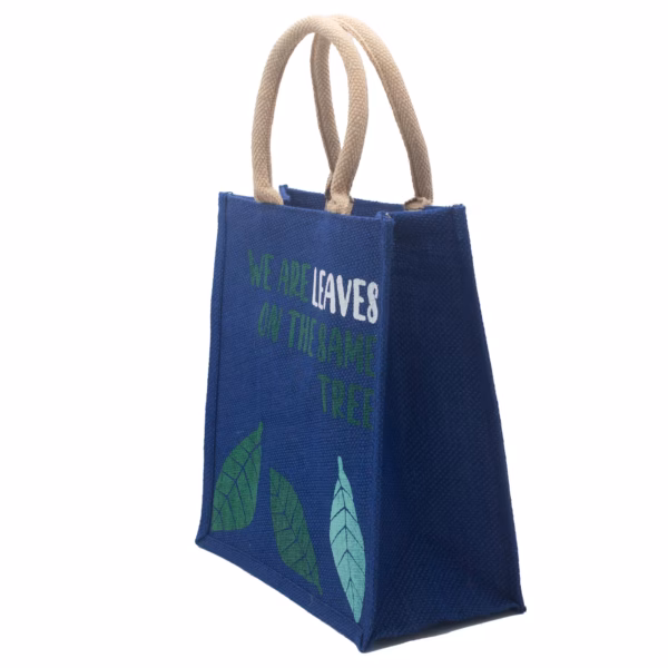 Printed Jute Bag - We Are Leaves - Blue - Imagen 3