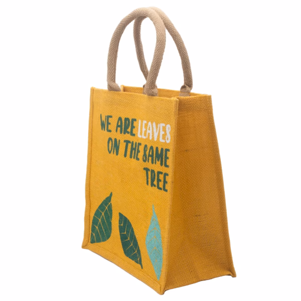 Printed Jute Bag - We Are Leaves - Blue - Imagen 7