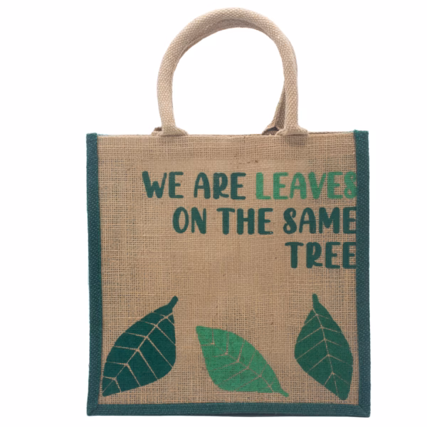 Printed Jute Bag - We Are Leaves - Blue - Imagen 9