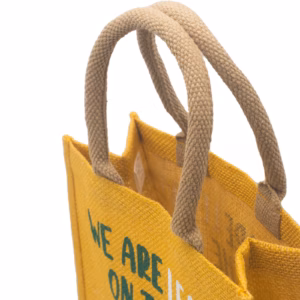 Bedrukte Jute Tas - Wij Zijn Bladeren - Geel