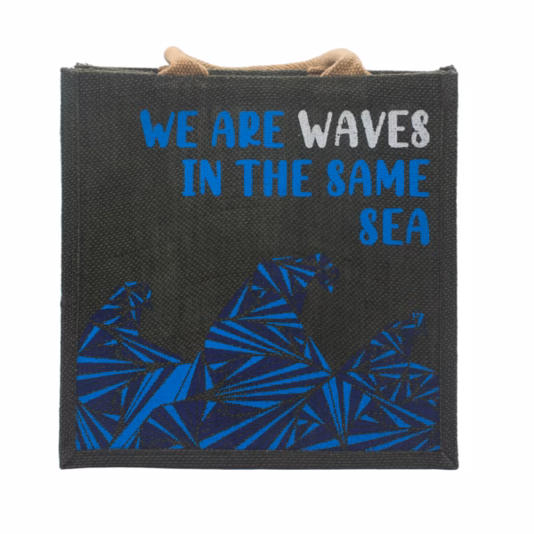 Bedrukte Jute Tas - We Are Waves - Grijs - Afbeelding 2