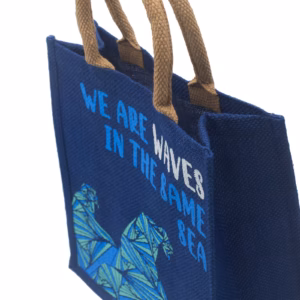 Bedrukte Jute Tas - We Are Waves - Grijs