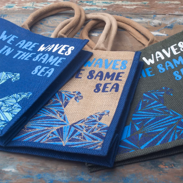 Bedrukte Jute Tas - We Are Waves - Grijs - Afbeelding 14