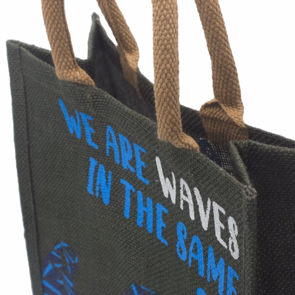 Bedrukte Jute Tas - We Are Waves - Grijs - Afbeelding 4