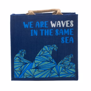 Bedrukte Jute Tas - We Are Waves - Grijs