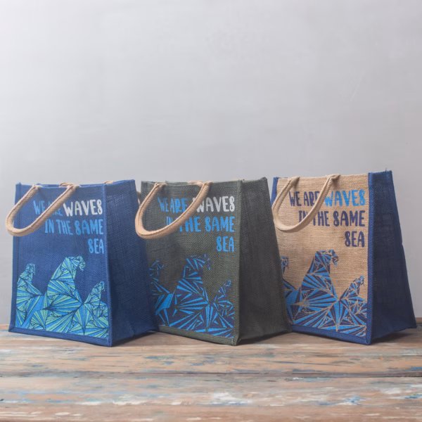 Printed Jute Bag - We Are Waves - Natural - Imagen 13