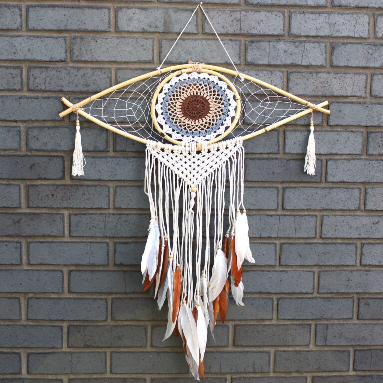 Protection-Dream-Cather-Lrg-Macrame-Eye-White-GeyBrown