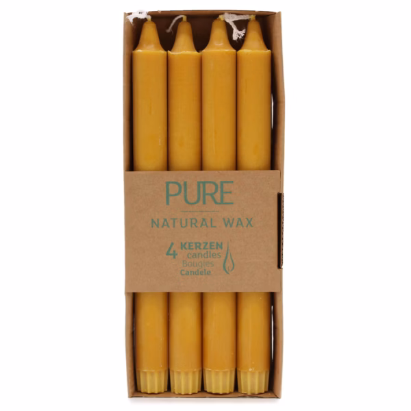 Bougie Dîner Pure Cire Naturelle 25x2.3 - Jaune