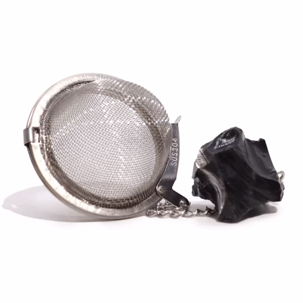 Teesieb Mit Rohkristall-Edelsteinen – Schwarzer Obsidian – Bild 5