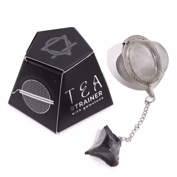 Teesieb Mit Rohkristall-Edelsteinen – Schwarzer Obsidian