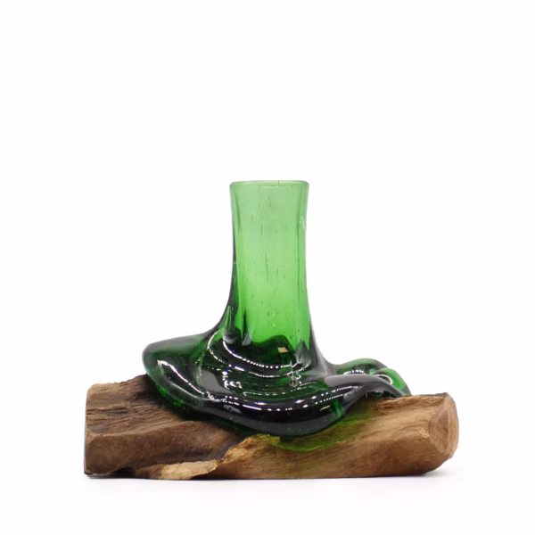 Gerecycleerde Bierflessen - Mini Bloemenvaas Op Hout