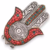 Rød Og Grønn Hamsa Røkelsesholder 13x5,5 cm Liten