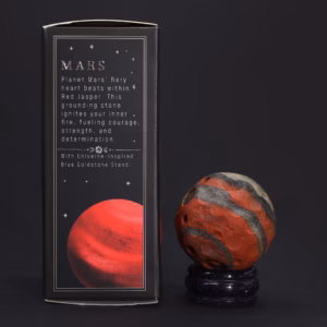 Rød Jaspis Planet på en Sola Goldstone Stander - ( Stander) - 40mm - 30x15mm