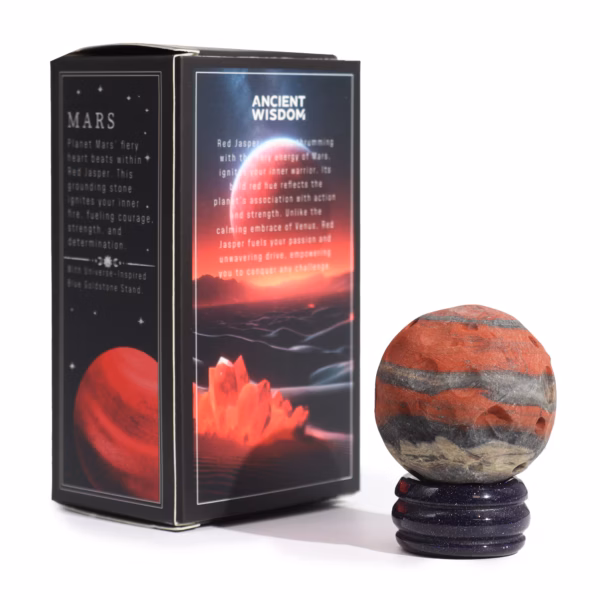 Rød Jaspis Planet På Sola Goldstone-Stativ - 40 mm (30x15 mm Stativ)