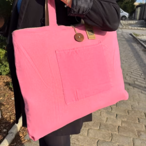 Reversible Jute & Cotton Big Bag - Pink