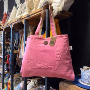 Reversible Jute & Cotton Big Bag - Pink