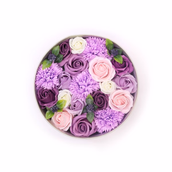 Rund Eske / Boks - Lavendel Rose &Amp; Nellik