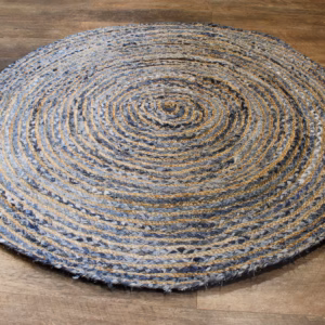 Vloerkleed van Denim en Gerecycled Katoen - Rond - 150cm