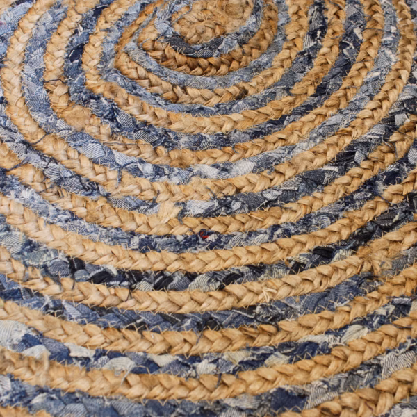 Rund Matta I Jute Och Återvunnet Jeanstyg - 150Cm - Bild 4