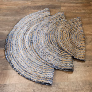 Vloerkleed van Denim en Gerecycled Katoen - Rond - 150cm