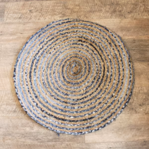 Vloerkleed van Denim en Gerecycled Katoen - Rond - 90cm