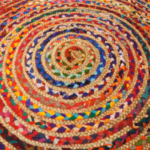 Round Jute and Recycled Cotton Rug - 120cm