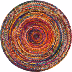 Round Jute and Recycled Cotton Rug - 150 cm