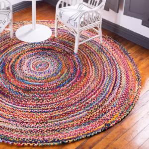 Round Jute and Recycled Cotton Rug - 90cm
