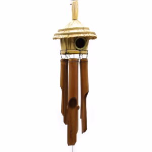 Round Seagrass Bird Box with Chimes 45x17cm