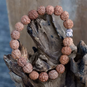 Mala Rudraksha Bracelet Bouddha - Marron