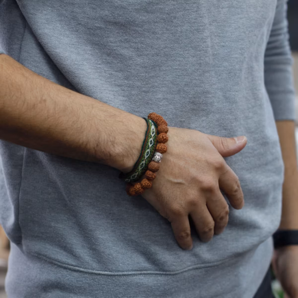Rudraksha Buddah Bangle Mala - Brown - Image 5