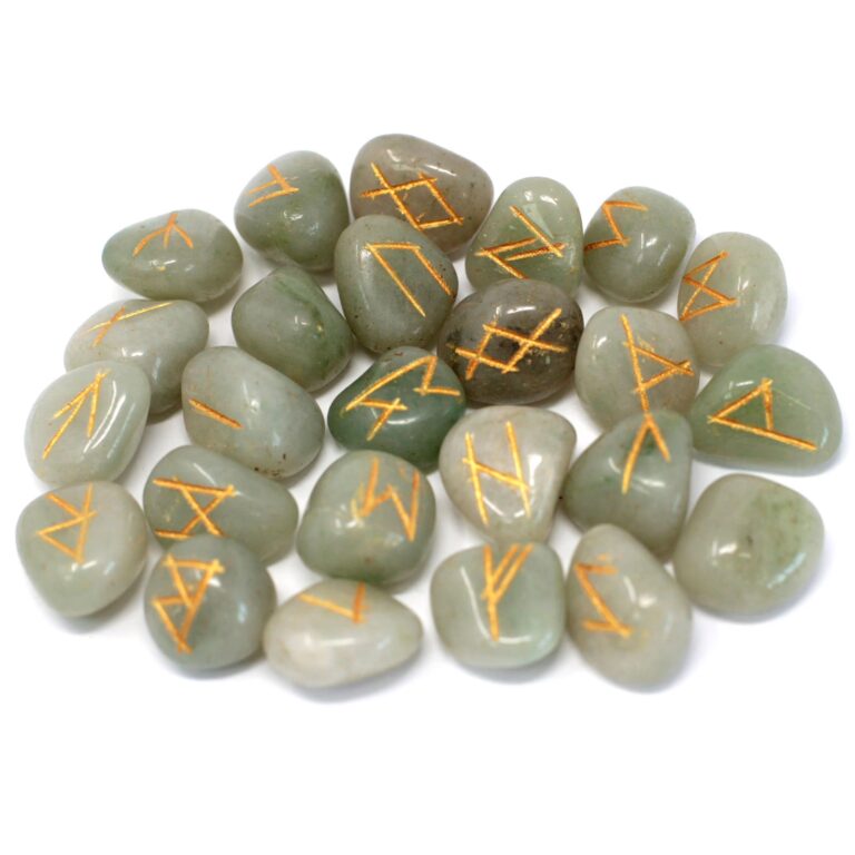 Runes-Stone-Set-in-Pouch-Green-Aventurine