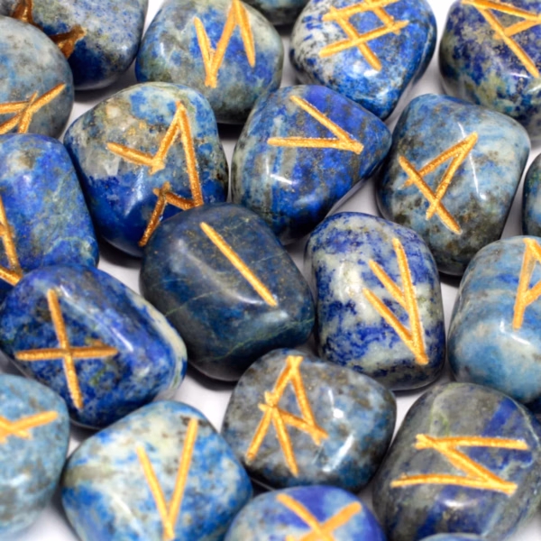 Runes Stone Set in Pouch - Lapis - Image 2