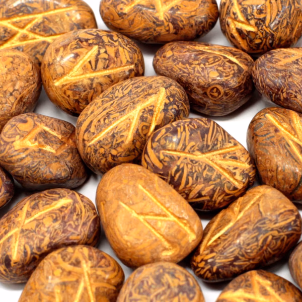 Runes Stone Set in Pouch - Snake Jasper - Image 2
