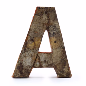 Rustikk Bokstav i Bark - "A" - 7 cm