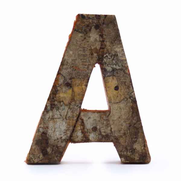 Rustikk Bokstav i Bark - "A" - 7 cm