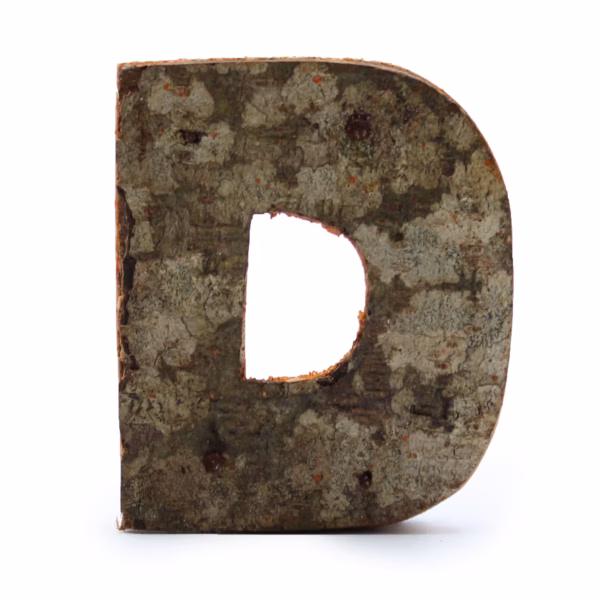 Rustik Bokstav I Bark - &Quot;D&Quot; - 7Cm