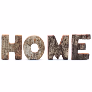 Rustikt Sett med Bokstaver I Bark - Home (4) - 7 cm