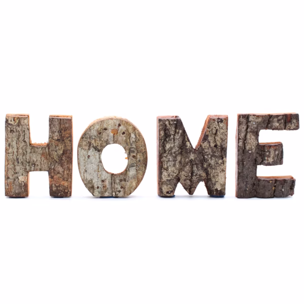 Rustikt Sett Med Bokstaver I Bark - Home (4) - 7 Cm