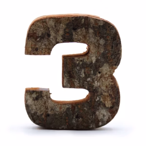 Rustikk Nummer i Bark - "3" - 7 cm