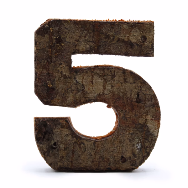 Rustikt Nummer I Bark - &Quot;5&Quot; - 7 Cm
