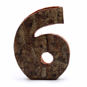 Rustikk Nummer i Bark - "6" - 7 cm