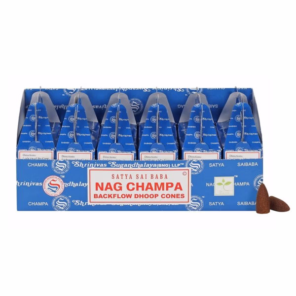 Satya Backflow Dhoop Røkelseskjegler - Nag Champa (24 Stk) - Bilde 2