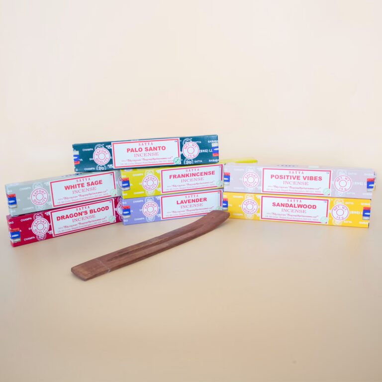Satya-Incense-Sticks-Starter-Pack-Set-7-scents-Mango-Wood-Incense-Holder