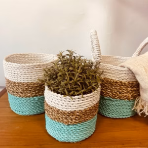 Mandenset - Zeegras - Groen / Naturel / Wit