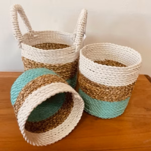 Mandenset - Zeegras - Groen / Naturel / Wit