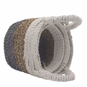 Seagrass Basket Set - Grey / Natural / White