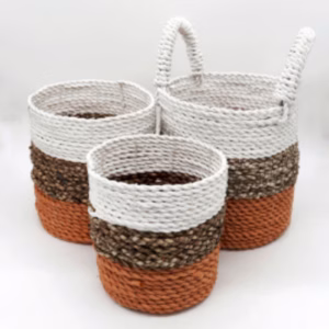 Mandenset - Zeegras - Orange / Naturel / Wit