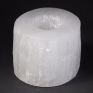 Sylinder Lysestake I Selenitt - 8 cm