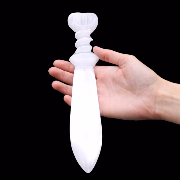 Cuchillo Ritual Selenita Lrg - Espiral (25Cm) - Imagen 5